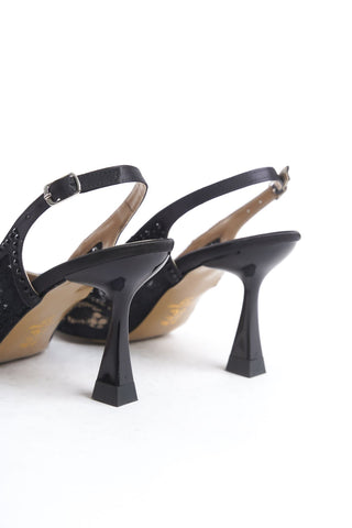 Kadın Sivri Burun Taşlı Dantel Detaylı Arkası Açık Atkılı Abiye Ayakakbı Nast Siyah