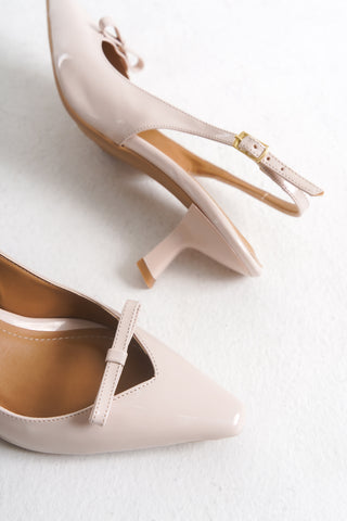 Linda Kadın Stiletto arkası açık Sivri Burun Topuklu Ayakkabı Bej
