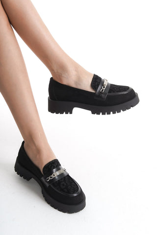 Kadın Loafer Makosen Casuel  Tokalı Günlük Ayakakbı Voth Siyah