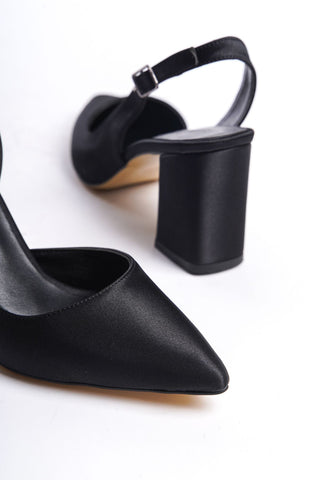 Olsen Kadın Sivri Burun Arkası Açık Bantlı Kalın Topuklu Stiletto Günlük Abiye Ayakkabı