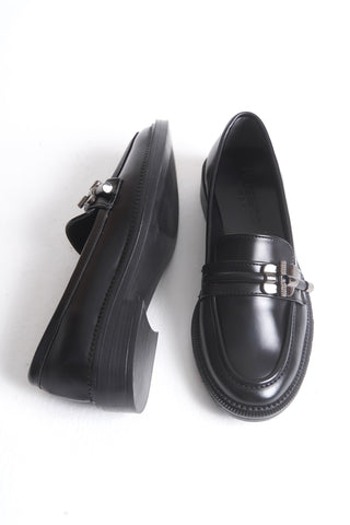 Kadın Loafer Makosen Tokalı Klasik Ayakkabı Naya Siyah Cilt