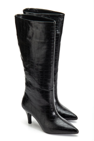 Kadın Sivri Burun İnce Ökçe Çekme Günlük Çizme Sleek