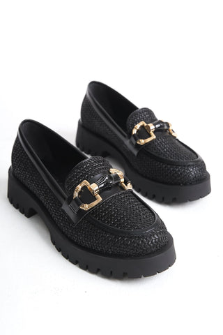 Kadın Loafer Makosen Casuel Tokalı Günlük Ayakkabı Terra Siyah