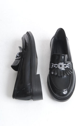 Kadın Loafer Makosen Casual Tokalı Günlük Ayakkabı Tery Siyah Cilt