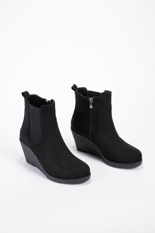 Kadın Dolgu Topuklu Lastikli  Fermuarlı Günlük Bot Florea