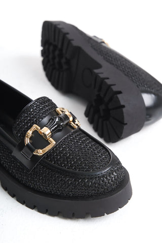 Kadın Loafer Makosen Casuel Tokalı Günlük Ayakkabı Terra Siyah