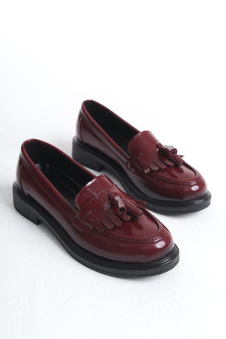 Kadın Loafer Makosen Günlük Ayakkabı Lipa Bordo Rugan