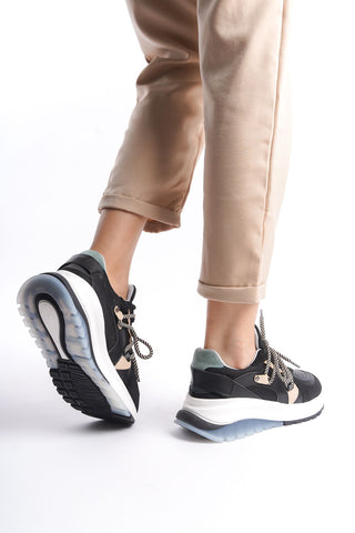 Riva Kadın Yüksek Şeffaf Taban Sneaker Bağcıklı Spor Günlük Ayakkabı