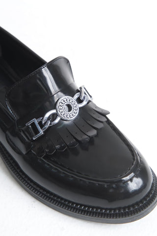 Kadın Loafer Makosen Casual Tokalı Günlük Ayakkabı Tery Siyah Cilt
