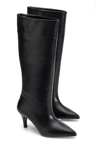 Kadın Sivri Burun İnce Topuk Çekme Çizme Dela