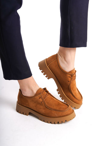 Kadın Loafer Makosen Bağcıklı Günlük Ayakakbı Halsey Taba