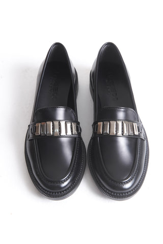 Kadın Loafer Makosen Tokalı Klasik Ayakkabı Elen Siyah Cilt