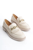 Kadın Loafer Makosen Casual Tokalı Günlük Ayakkabı Tery Bej