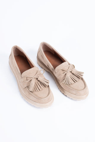 Kadın Loafer Günlük Klasik Ayakkabı Casual Makosen Deni Bej