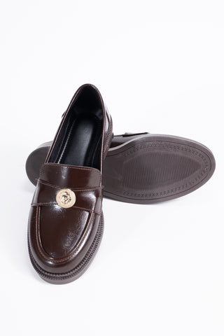 Kadın Loafer Makosen Casual Gold Aksesuar Detaylı Günlük Ayakkabı Mircea Kahve