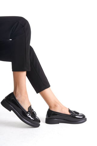 Kadın Loafer Günlük Ayakkabı Lipa Siyah Rugan