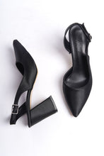 Görseli Galeri görüntüleyiciye yükleyin, Olsen Kadın Sivri Burun Arkası Açık Bantlı Kalın Topuklu Stiletto Günlük Abiye Ayakkabı
