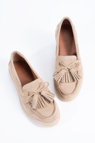 Kadın Loafer Günlük Klasik Ayakkabı Casual Makosen Deni Bej