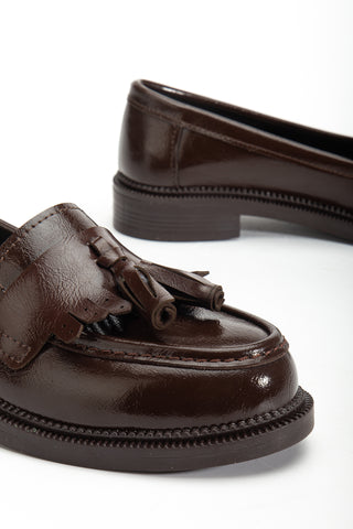 Kadın Loafer Makosen Günlük Ayakkabı Lipa Kahve Rugan