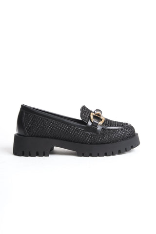 Kadın Loafer Makosen Casuel Tokalı Günlük Ayakkabı Terra Siyah