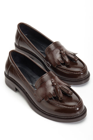 Kadın Loafer Makosen Günlük Ayakkabı Lipa Kahve Rugan