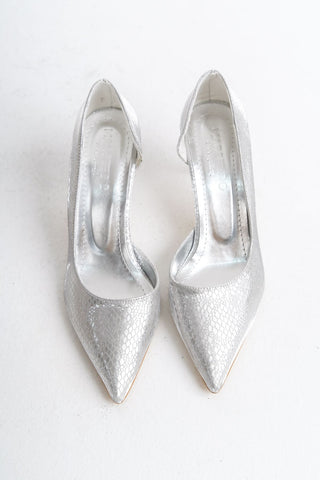 Kadın Sivri Burun İnce Topuk Stiletto Şık Abiye Günlük Ayakkabı Allure Gümüş