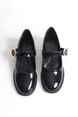 Kadın Loafer Atkılı Kalın Topuk Günlük Ayakkabı Ballet Siyah