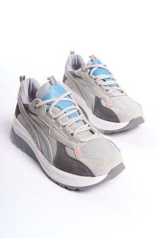 Bari Kadın Yüksek Taban Sneaker Bağcıklı Spor Günlük Ayakkabı