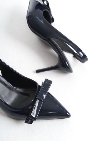 Kadın Stiletto Sivri Burun Fiyıonklu Topuklu Günlük Ayakkabı Leuven Lacivert