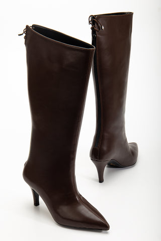 Kadın Sivri Burun Arkadan Fermuarlı Çizme Perra