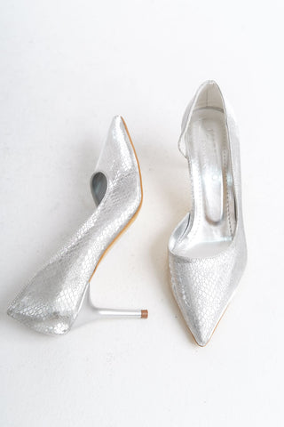 Kadın Sivri Burun İnce Topuk Stiletto Şık Abiye Günlük Ayakkabı Allure Gümüş