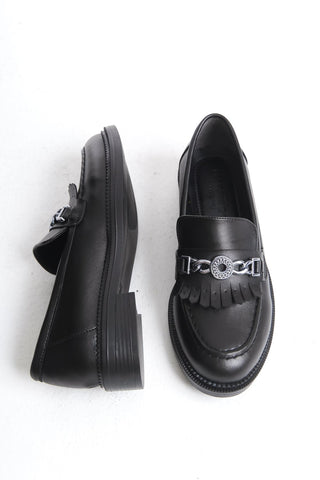 Kadın Loafer Makosen Casual Tokalı Günlük Ayakkabı Tery Siyah Cilt