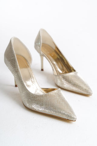 Kadın Sivri Burun İnce Topuk Stiletto Şık Abiye Günlük Ayakkabı Allure Gold