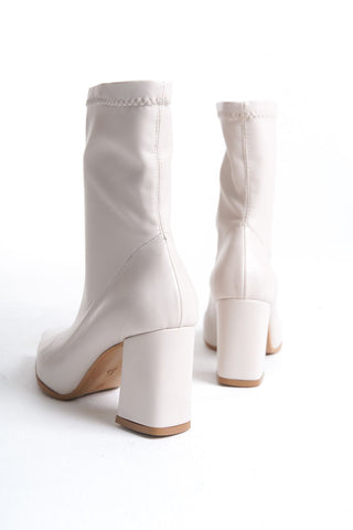 Kadın Kalın Topuklu Sivri Burun Streç Günlük Bot Alina Bej