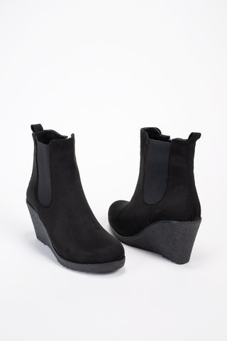 Kadın Dolgu Topuklu Lastikli  Fermuarlı Günlük Bot Florea