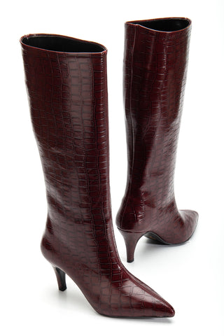 Kadın Sivri Burun İnce Ökçe Çekme Günlük Çizme Sleek