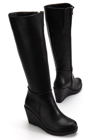 Kadın Dolgu Taban Fermuarlı Günlük Çizme Refa