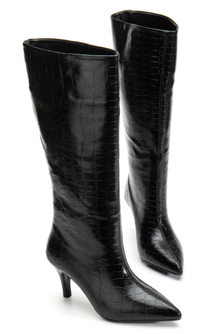 Kadın Sivri Burun İnce Ökçe Çekme Günlük Çizme Sleek