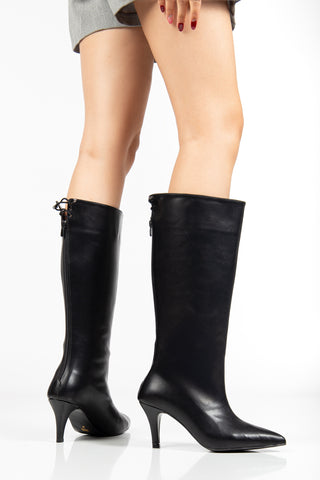 Kadın Sivri Burun Arkadan Fermuarlı Çizme Perra
