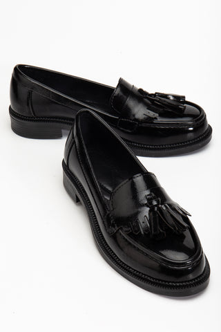 Kadın Loafer Günlük Ayakkabı Lipa Siyah Rugan