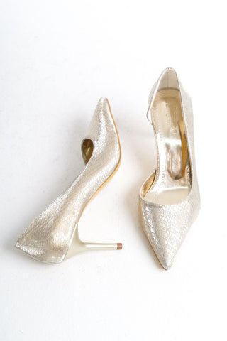 Kadın Sivri Burun İnce Topuk Stiletto Şık Abiye Günlük Ayakkabı Allure Gold