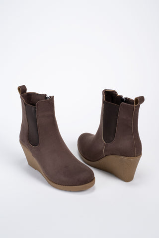 Kadın Dolgu Topuklu Lastikli  Fermuarlı Günlük Bot Florea