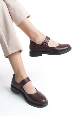 Kadın Loafer Makosen Casuel Tokalı Bantlı Günlük Ayakkabı Marie Bordo C.