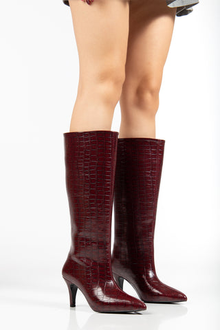 Kadın Sivri Burun İnce Ökçe Çekme Günlük Çizme Sleek