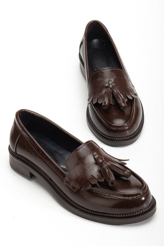 Kadın Loafer Makosen Günlük Ayakkabı Lipa Kahve Rugan