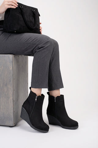 Kadın Dolgu Topuk Fermuarlı Günlük Bot Sandis