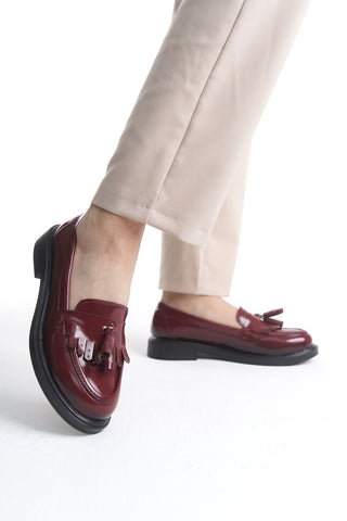Kadın Loafer Makosen Günlük Ayakkabı Lipa Bordo Rugan