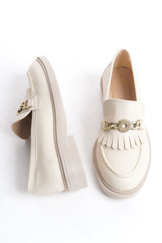 Kadın Loafer Makosen Casual Tokalı Günlük Ayakkabı Tery Bej