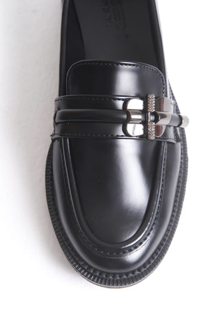 Kadın Loafer Makosen Tokalı Klasik Ayakkabı Naya Siyah Cilt