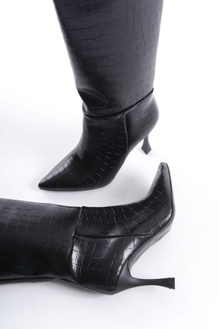 Kadın Sivri Burun İnce Ökçe Çekme Günlük Çizme Sleek